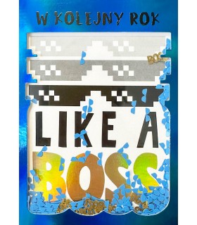 Kartka dla Szefa, Bosa zdobiona konfetti KNF47