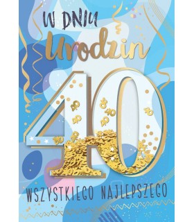 Kartka z okazji 40 urodzin z konfetti KNF37