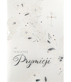 Pamiątka Prymicji Kartka pięknie zdobiona perełkami HM3081