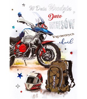 Kartka na Urodziny dla Mężczyzny Motocyklisty  M1011