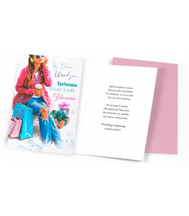 Kartka Urodzinowa dla Nastolatki zdobiona cyrkoniami M1005