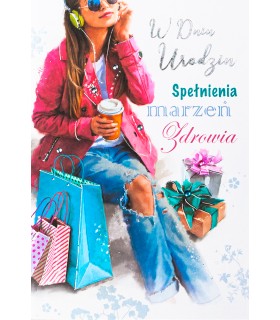 Kartka Urodzinowa dla Nastolatki zdobiona cyrkoniami M1005