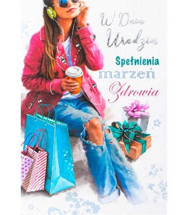 Kartka Urodzinowa dla Nastolatki zdobiona cyrkoniami M1005