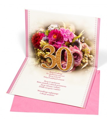 Kartka z okazji 30 urodzin Przestrzenna 3D M996