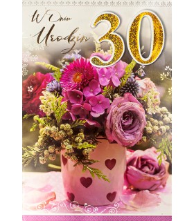 Kartka z okazji 30 urodzin Przestrzenna 3D M996