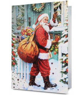 Kartka świąteczna z Mikołajem zdobiona srebrzeniami KStar129