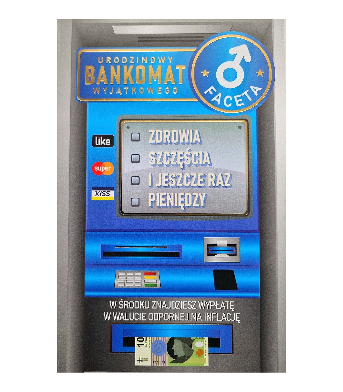 Kartka urodzinowa z kasą dla Mężczyzny, z żartem JCX207
