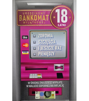 Kartka na 18 urodziny dla Dziewczyny z Banknotem,   JCX196