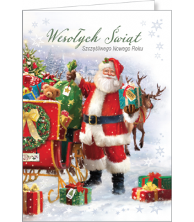 Kartka świąteczna z Mikołajem z życzeniami B-T 621