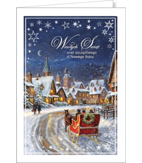 Kartki na Święta z życzeniami pejzaż zimowy B-T 622