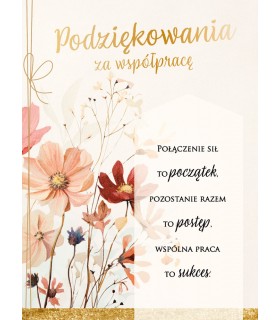 Kartki z Podziękowaniami za wspólna pracę pięknie zdobione DKP95
