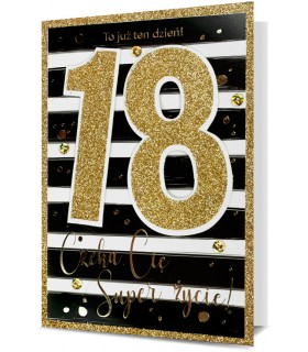 Kartka z okazji 18 urodzin bogato zdobiona HM1739