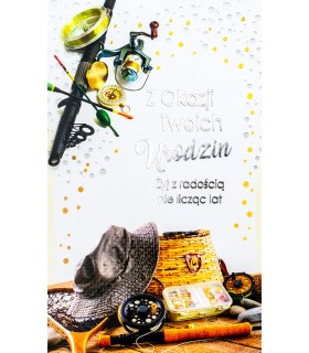 Kartka na urodziny z życzeniami dla Wędkarza A1021