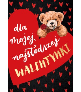 Kartka Walentynkowa, uroczy Miś PR577
