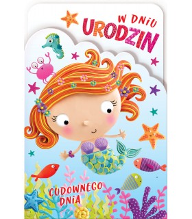 Kartka urodzinowa Mała Syrenka Harmonijka z kolorowanką GG3