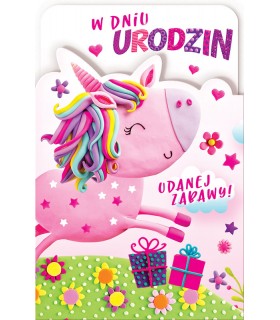 Kartka urodzinowa z Jednorożcem Harmonijka z kolorowanką GG8