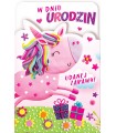Kartka urodzinowa z Jednorożcem Harmonijka z kolorowanką GG8