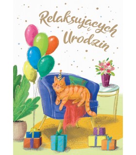 Kartka na Urodziny z życzeniami z kotkiem BB5