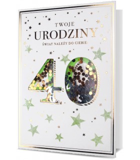 Kartka z okazji 40 urodzin zdobiona konfetti HM1950
