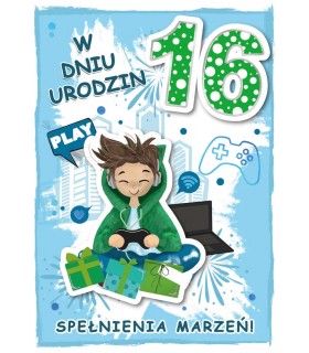 Kartka na 16 urodziny dla Chłopca GM1109
