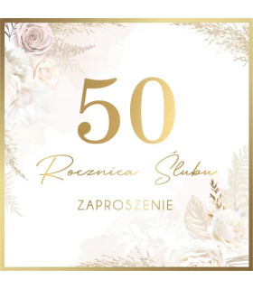 Zaproszenia na 50 Rocznicę Ślubu, Złote Gody mix 10 szt. ASZP70