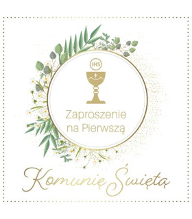 Zaproszenie Komunijne z kopertami, eleganckie komplet 10 szt. ASZP65