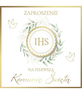 Zaproszenie na Komunię pięknie zdobione komplet 5 szt. ZPB1