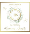 Zaproszenie na Komunię pięknie zdobione komplet 5 szt. ZPB1