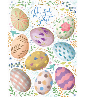 Kartka Wielkanocna delikatnie zdobione z życzeniami WL6
