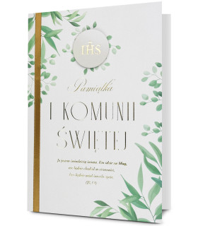Pamiątka Kartka na Komunię z mottem, elegancka HM3298