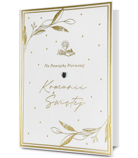 Pamiątka Komunii Świętej z życzeniami, pięknie zdobiona HM3317