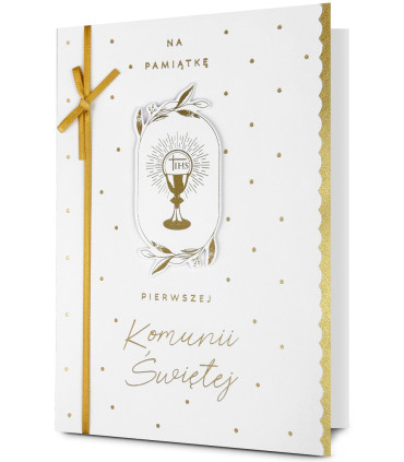 Pamiątka Kartka na Komunię z życzeniami, elegancka HM3321