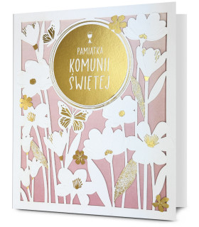 Kartka Komunijna dla Dziewczynki ażurowa, duża XL HM3261