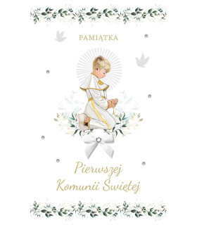 Kartka na Komunię dla Chłopczyka bogato zdobiona LUX147