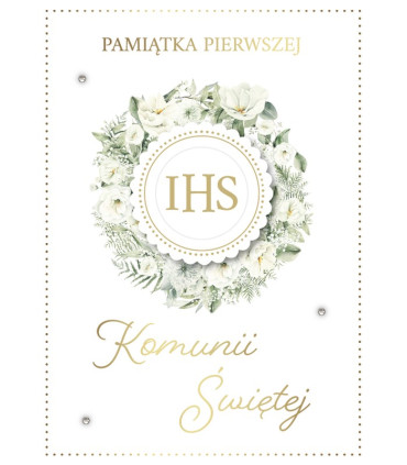 Kartka Komunijna z życzeniami, elegancka GM1161