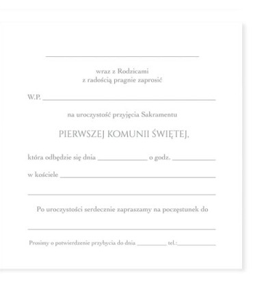 Zaproszenia Komunijne dla Dziewczynki pięknie zdobione zestaw 5 szt. PMZ135