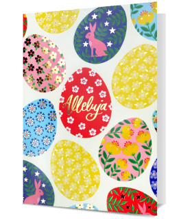 Kartka na Wielkanoc z pisankami, zdobiona złoceniami KStar112
