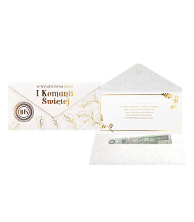 Koperta ozdobna na prezent na Komunię elegancka PCKOP12