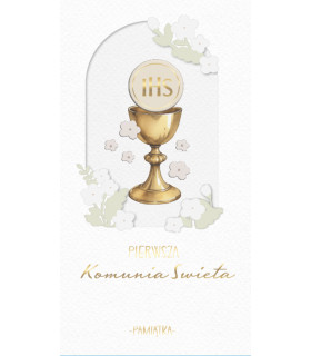 Kartka Komunijna z delikatnymi zdobieniami PM404