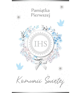 Kartka z okazji Komunii duża, elegancka, zdobiona cyrkoniami LUX153
