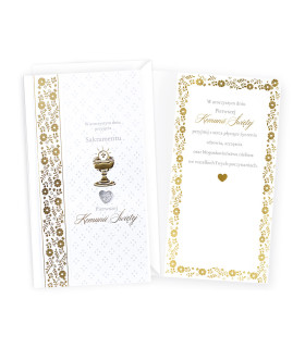 Prezent na Komunię Kartka Pamiątka pięknie zdobiona PM293