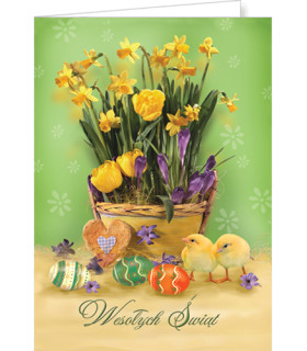 Kartka Wielkanocna z życzeniami pięknie zdobiona BW-T 43