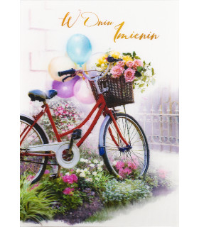 Kartka Imieninowa trójwymiarowa dla rowerzystki 7M100