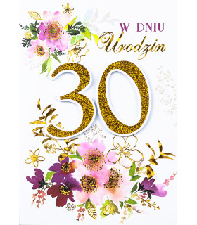 Kartka na 30-te urodziny bogato zdobiona M892