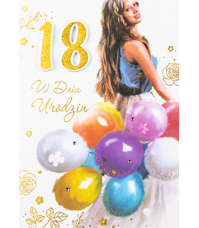 Kartka na 18 urodziny z życzeniami dla Dziewczyny M1024