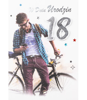 Kartka na 18 urodziny dla Chłopaka rowerzysty M1029