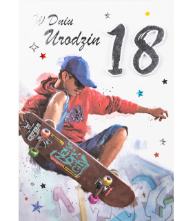 Kartka na osiemnastkę dla Chłopaka, z deskorolką M1030