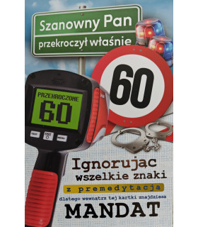 Kartka na 60 urodziny z mandatem dla Mężczyzny JCX217