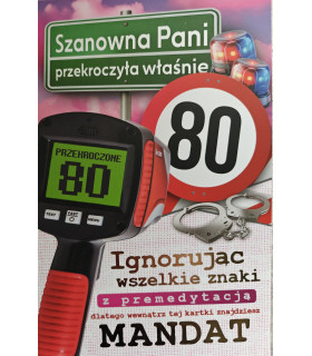 Kartka na 80 urodziny z mandatem dla Kobiety JCX220