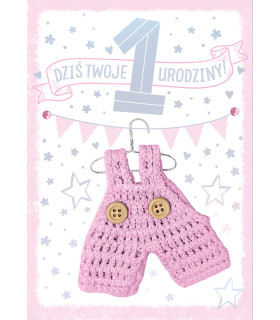 Kartka z okazji Pierwszych Urodzin dla Dziewczynki DK1230
